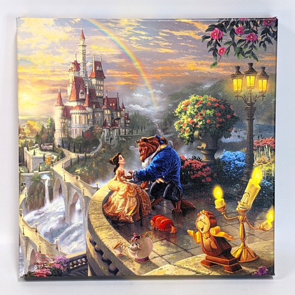 Thomas Kinkade Beauty And The Beast Disney Painting print, 14"x14", 2009 - Picture 4 of 9